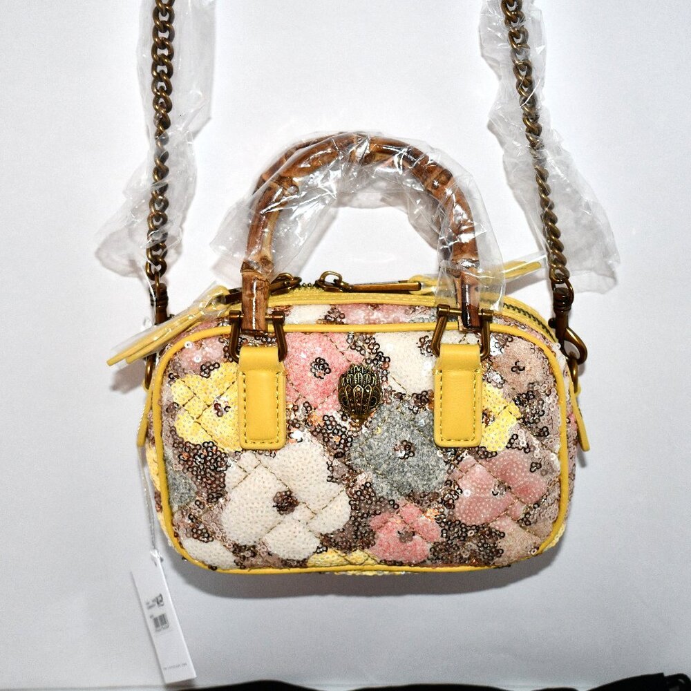Kurt Geiger Yellow Floral Sequin Crossbody Bag